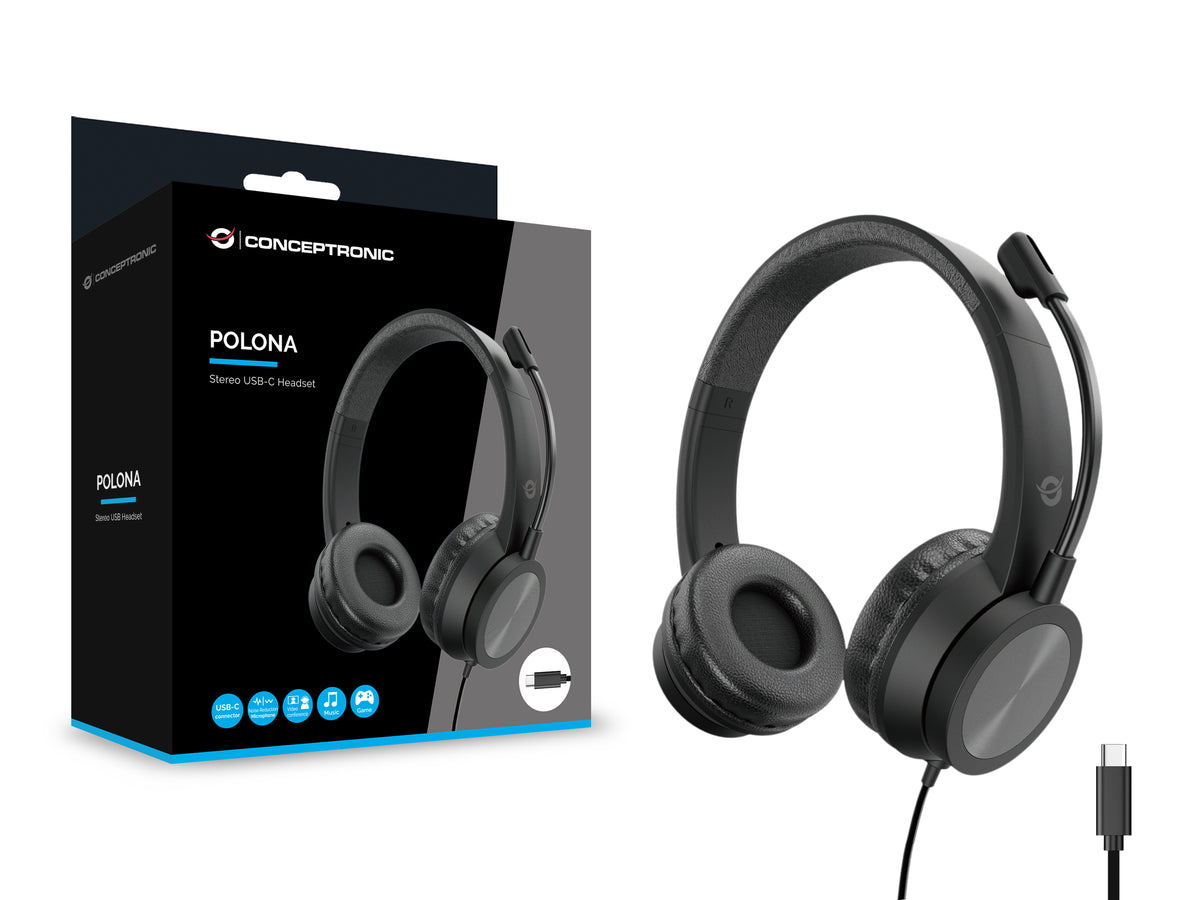 Auriculares Conceptronic polona05bc usb - c negro