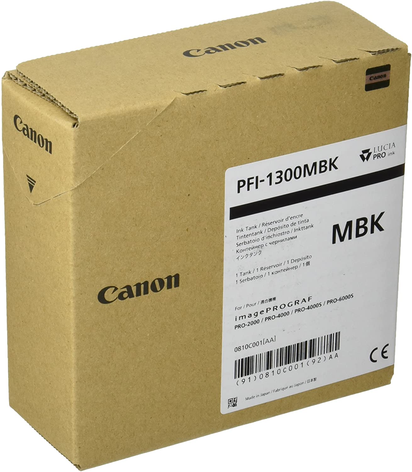 Cartucho canon pfi - 1300 mbk negro mate pro2000 -  pro4000 -  pro4000s -  pro6000 -  pro6000s