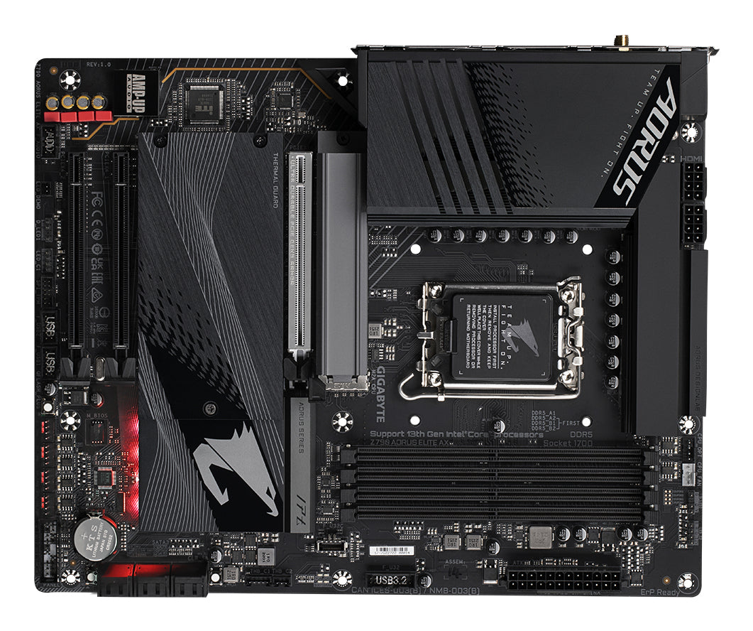 Placa base Gigabyte 1700 z790 aorus elite ax ATX · 4x DDR5 · 6x sata3 · 5x USB 3.2 · 1x USB tipo c · 4x USB 2.0