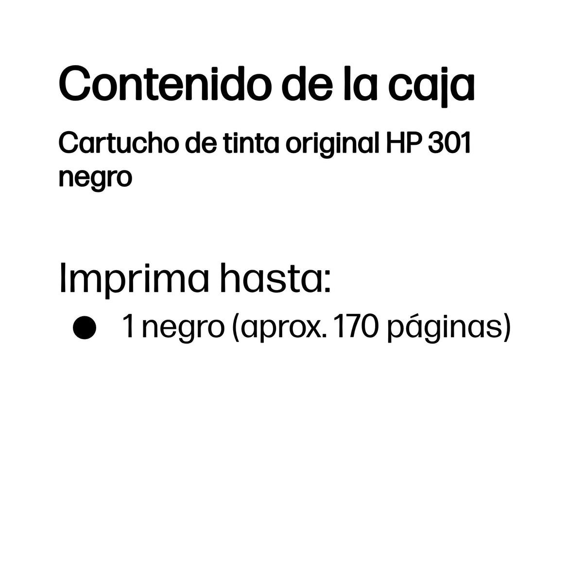 Cartucho de Tinta Original HP nş301/ Negro