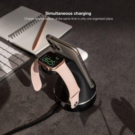 Base de Carga Inalámbrica para Apple Watch, iPhone y Smartphone Tooq TQCD02W - PixelPlaza