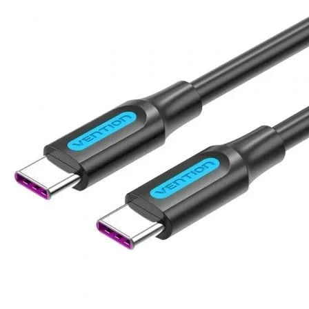 Cable USB 2.0 Tipo-C Vention COTBF/ USB Tipo-C Macho - USB Tipo-C Macho/ Hasta 100W/ 480Mbps/ 1m/ Negro - PixelPlaza