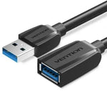 Cable Alargador USB 3.0 Vention VAS-A45-B200/ USB Macho - USB Hembra/ 5Gbps/ 2m/ Negro - PixelPlaza