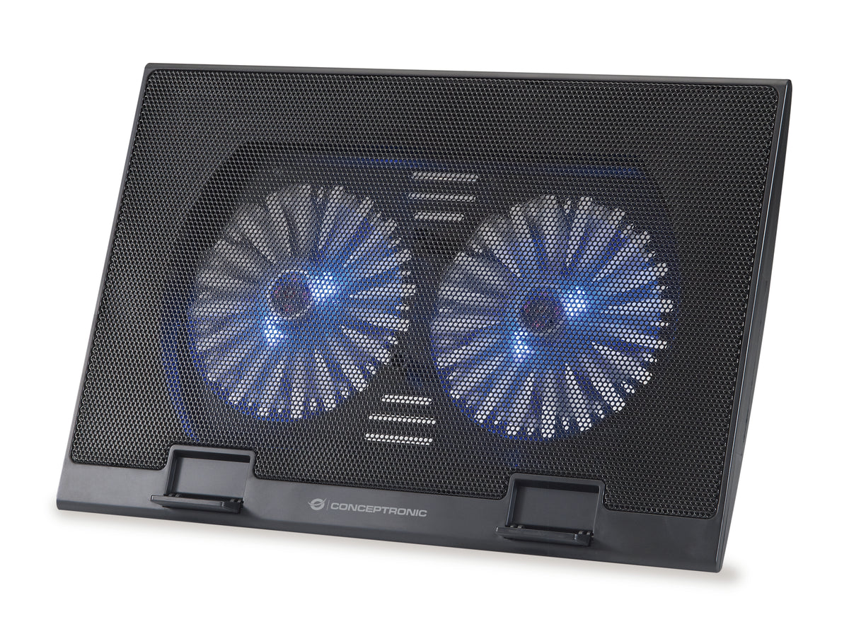 Base refrigeración Conceptronic para portátiles 2 ventiladores 125mm hasta 17 pulgadas