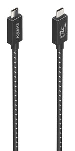 Cable USB 4.0 Tipo-C Aisens A156-0867/ USB Tipo-C Macho - USB Tipo-C Macho/ Hasta 240W/ 40Gbps/ 1m/ Gris