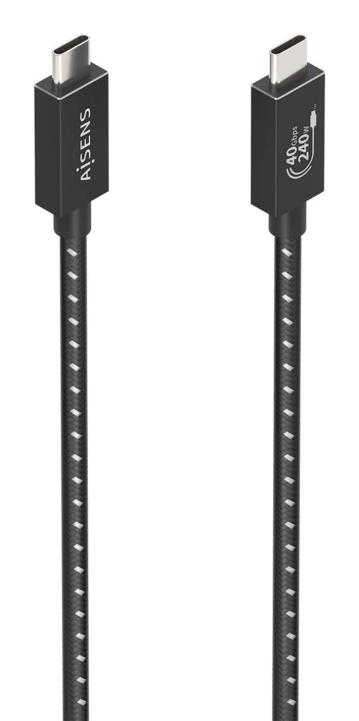 Cable USB 4.0 Tipo-C Aisens A156-0867/ USB Tipo-C Macho - USB Tipo-C Macho/ Hasta 240W/ 40Gbps/ 1m/ Gris