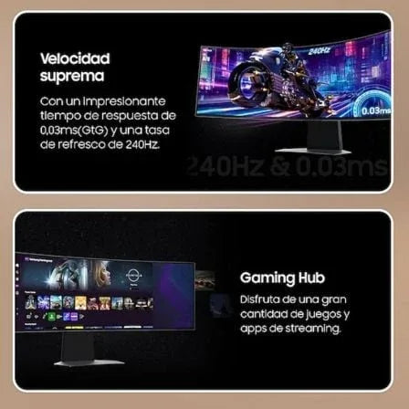 Smart Monitor Gaming Ultrapanorámico Curvo Samsung Odyssey OLED G9 S49DG950SU 49"/ Dual QHD/ 1ms/ 240Hz/ OLED/ Regulable en altura/ Smart TV/ Plata - PixelPlaza