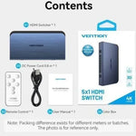 Switch Conmutador 4K HDMI 2.0 Vention AKCL0 HDMI Hembra/ 4x HDMI Hembra - PixelPlaza