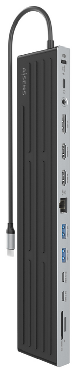 Docking USB Tipo-C Aisens ASUC-13P042-GR/ 2xUSB Tipo-C/ 1xUSB Tipo-C PD/ 2xUSB/ 2xHDMI/ 1xDisplayPort/ 1xLector de Tarje