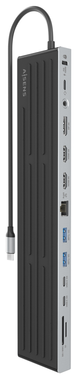 Docking USB Tipo-C Aisens ASUC-13P042-GR/ 2xUSB Tipo-C/ 1xUSB Tipo-C PD/ 2xUSB/ 2xHDMI/ 1xDisplayPort/ 1xLector de Tarje