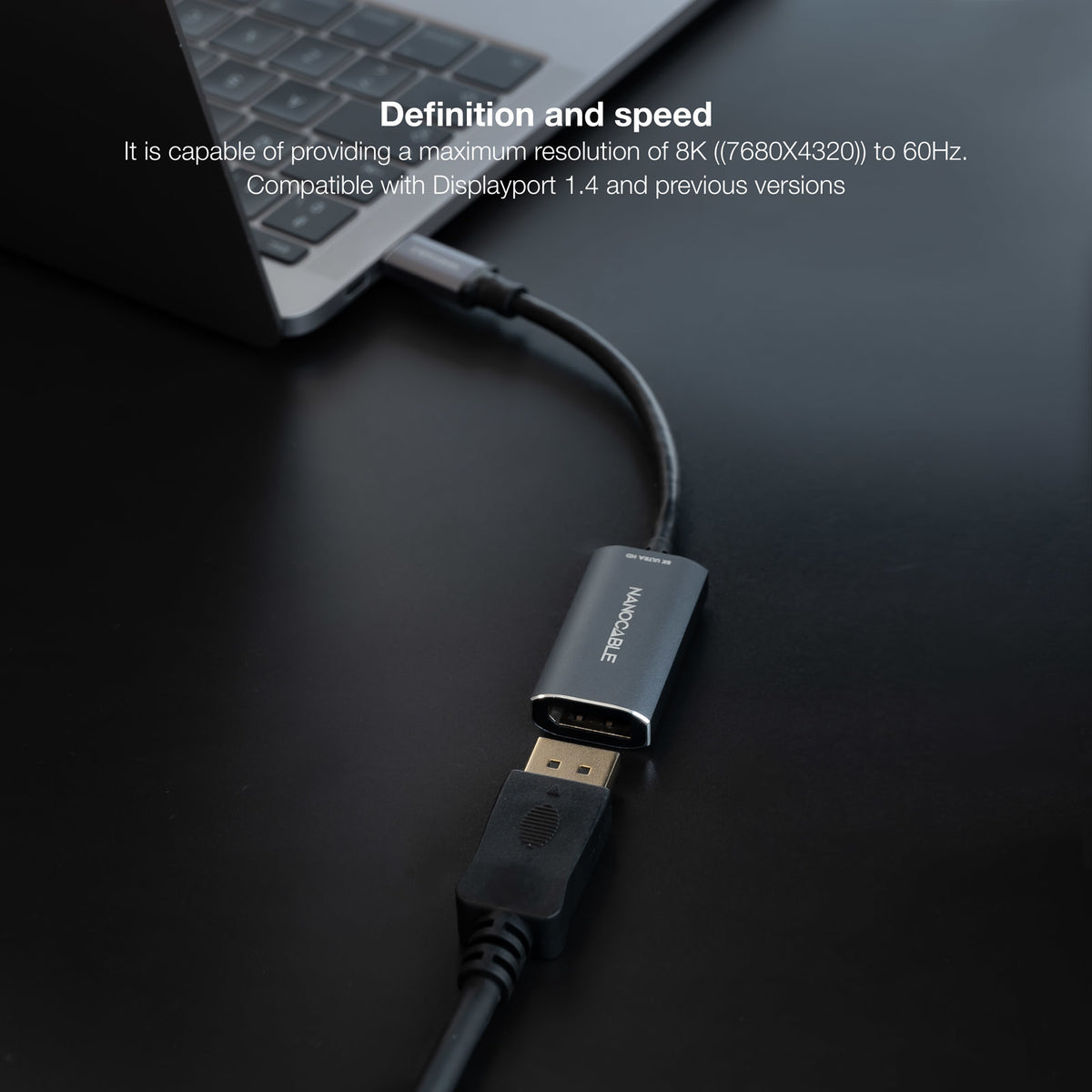 Cable Conversor Nanocable 10.16.4104-G/ USB Tipo-C Macho - DisplayPort Hembra/ 15cm/ Gris