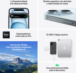 Smartphone Apple iPhone 15 128Gb/ 6.1"/ 5G/ Azul