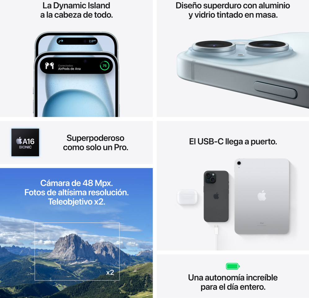 Smartphone Apple iPhone 15 128Gb/ 6.1"/ 5G/ Azul