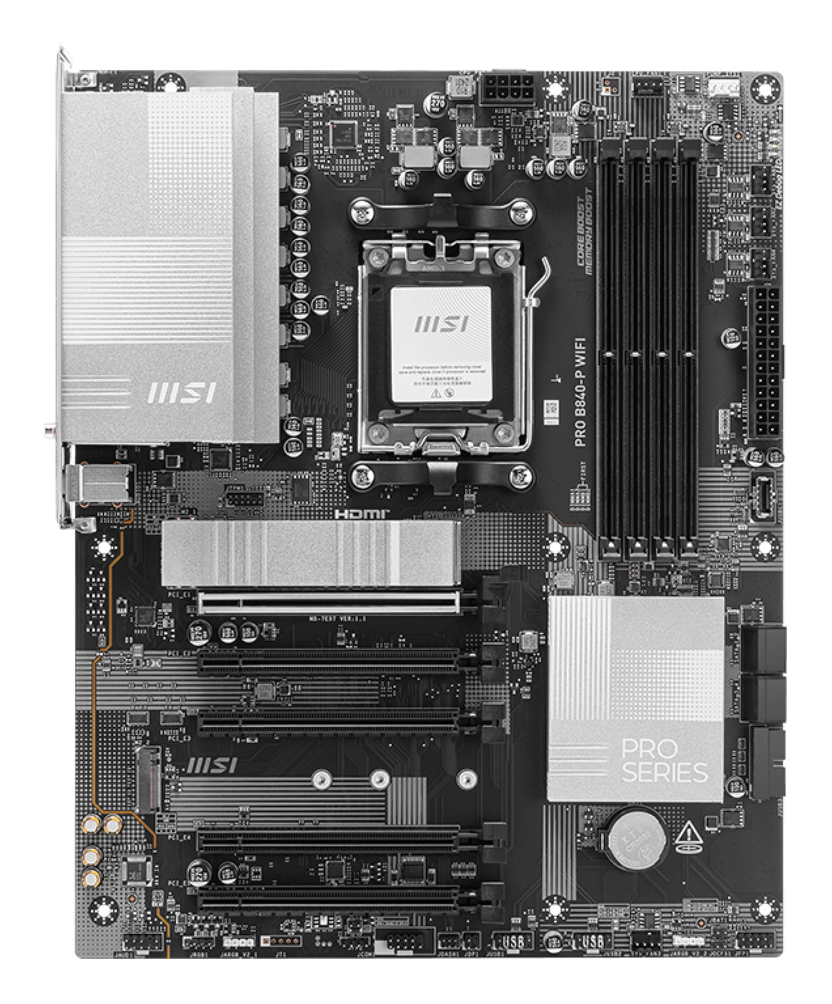 Placa base Msi pro b840 - p am5 WiFi ATX · 4x DDR5 · 3x USB 3.2 · 1x USB tipo c