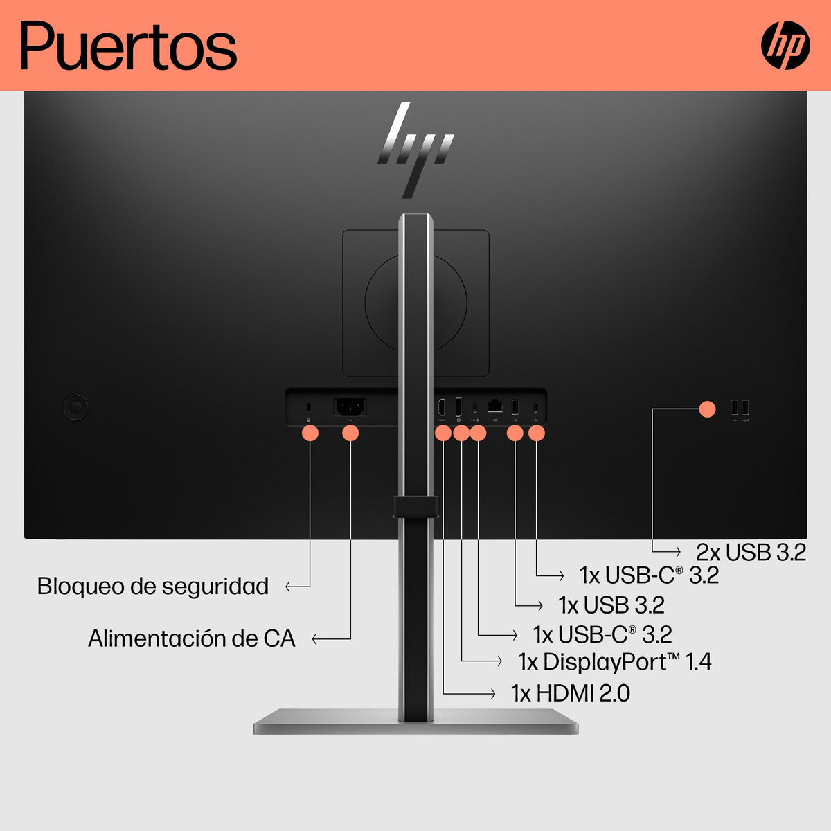 Monitor Hp elitedisplay e32k g5 31.5 pulgadas HDMI · display port · USB - c · altavoces