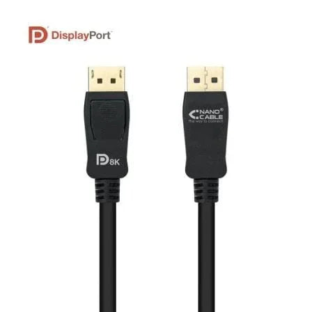 Cable DisplayPort 1.4 8K Nanocable 10.15.2502/ DisplayPort Macho - DisplayPort Macho/ 2m/ Certificado/ Negro - PixelPlaza