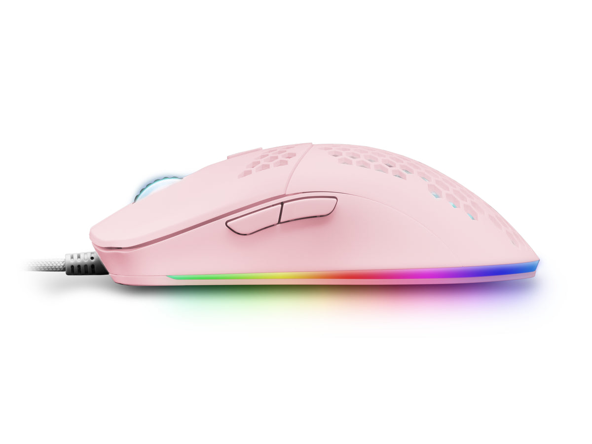 Mouse raton mars gaming mmax optico USB 7 botones 12400ppp rosa