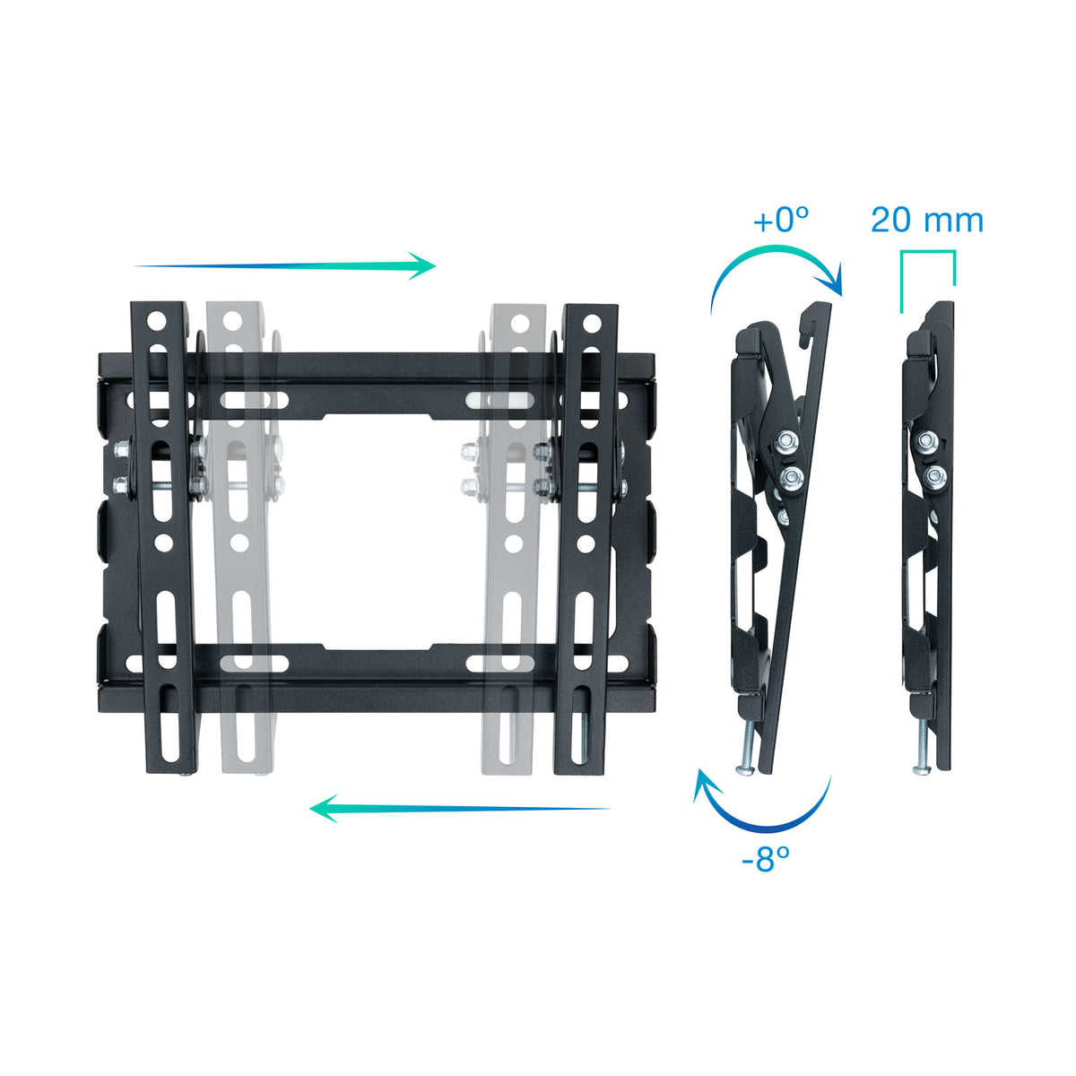 Soporte de Pared Inclinable TooQ LP1044T-B para TV de 23-43"/ hasta 45kg