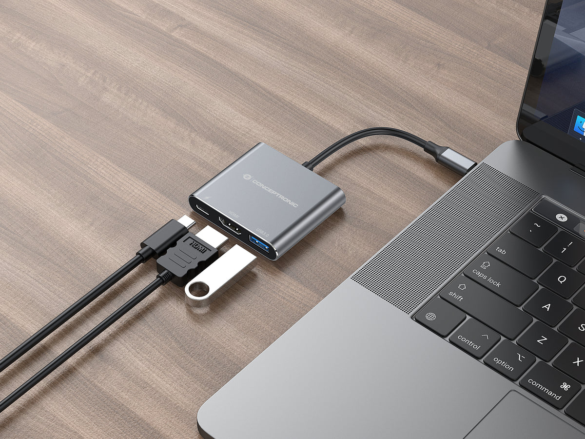 Hub USB tipo c Conceptronic donn18g 1 x HDMI · 1 x USB 3.0 · 1 x USB tipo c · 100w