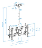 Soporte techo doble Tooq vesa hasta 86 pulgadas 600x400mm max 50kg - pantalla