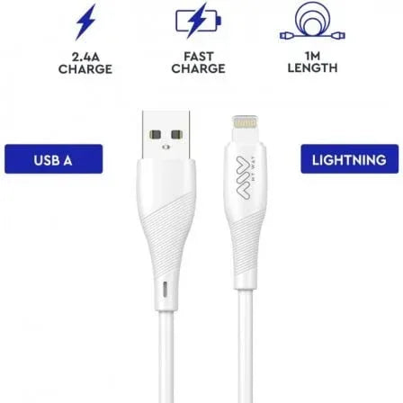Cable USB 2.0 Lightning Myway MWUSC0021/ USB Macho - Lightning Macho/ Hasta 12W/ 480Mbps/ 1m/ Blanco - PixelPlaza