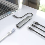 Hub USB Tipo-C Aisens ASUC-4P040-GR/ 2xUSB Tipo-C/ 1xUSB/ 1xRJ45/ Gris