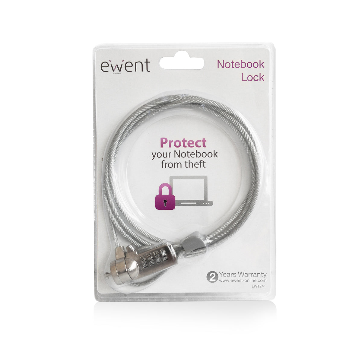 Cable de seguridad Ewent para portátil · kesington combinación de numeros 4 digitos · 1.5m