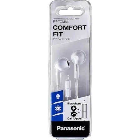 Auriculares Intrauditivos Panasonic RP-TCM55/ con Micrófono/ Jack 3.5/ Blancos - PixelPlaza