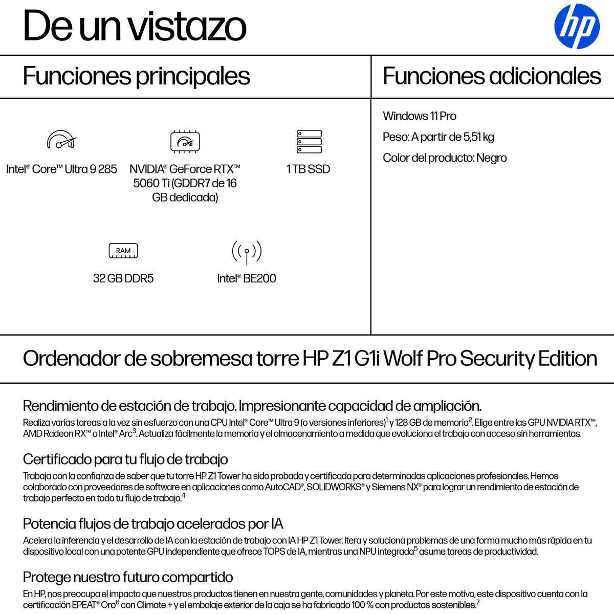 Ordenador HP z1 g1i u9 - 285 32GB SSD 1TB