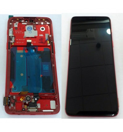 Oneplus 6 pantalla lcd + tactil negro + marco rojo premium