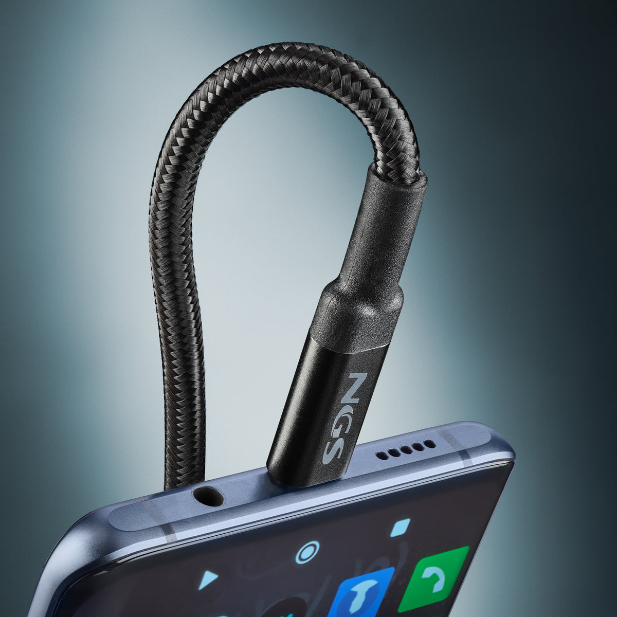 Cable USB 2.0 Tipo-C NGS KNOT/ USB Tipo-C Macho - USB Tipo-C Macho/ Hasta 100W/ 480Mbps/ 2m/ Negro