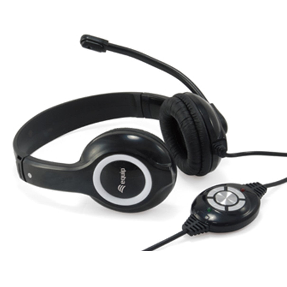 Auricular Equip USB + micrófono flexible control de volumen negro