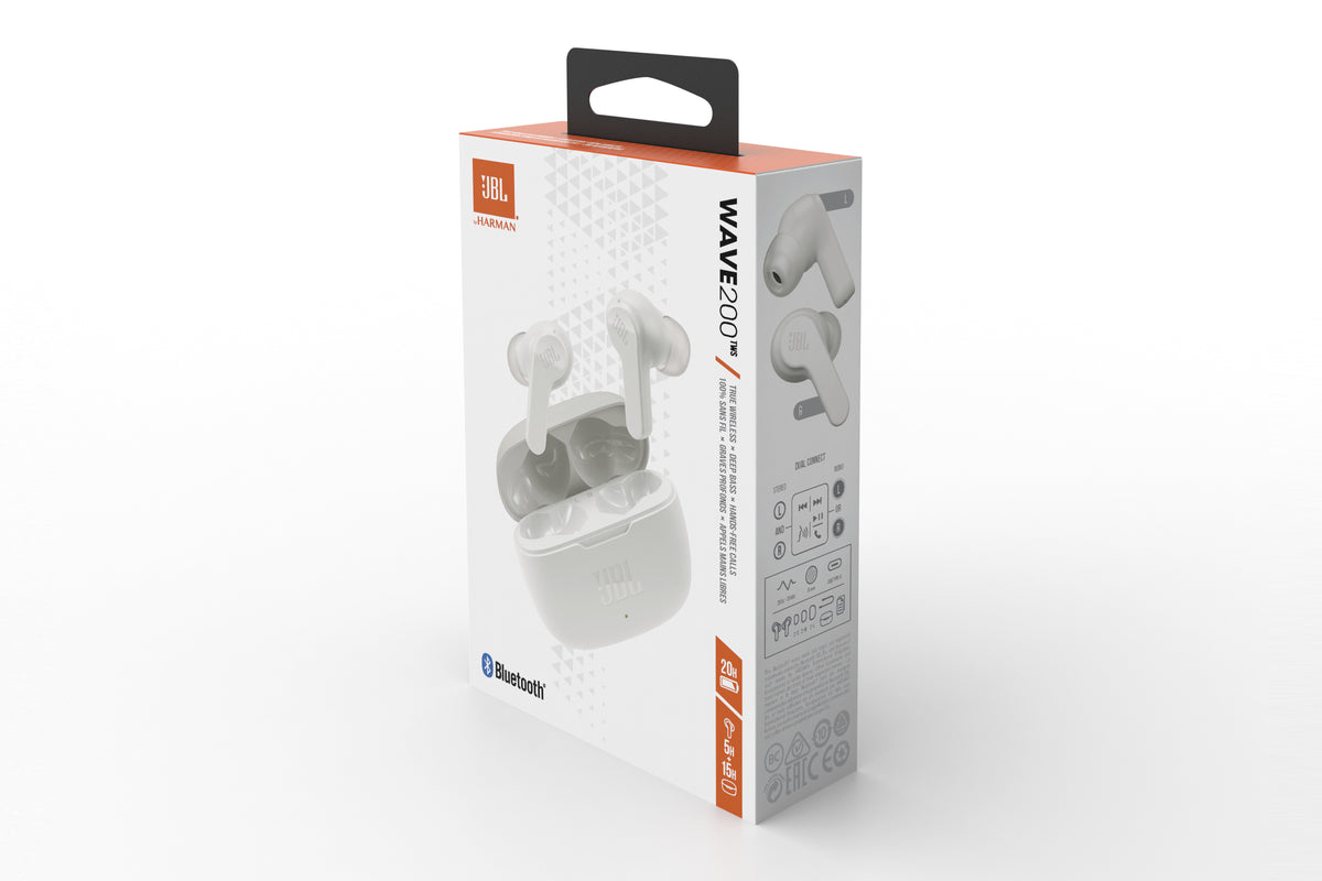 Auriculares Bluetooth JBL Wave 200TWS con estuche de carga/ Autonomía 5h/ Blancos