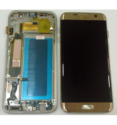 Samsung Galaxy S7 Edge SM-G935F pantalla lcd calidad Oled + táctil dorado + marco compatible