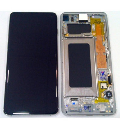 Samsung GH82-18850B Galaxy S10 SM-G973F pantalla lcd + táctil negro + marco blanco service pack