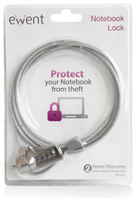 Cable de seguridad Ewent para portátil · kesington combinación de numeros 4 digitos · 1.5m