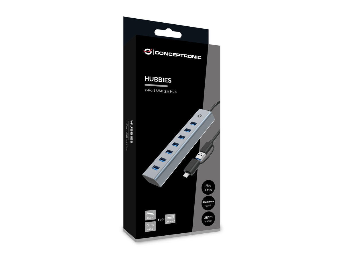 Hub Conceptronic hubbies21g USB 3.0 - USB tipo c 7 en 1