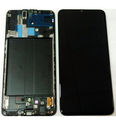 Samsung GH82-19747A GH82-19787A A70 A705 pantalla lcd + táctil negro + marco premium Service Pack