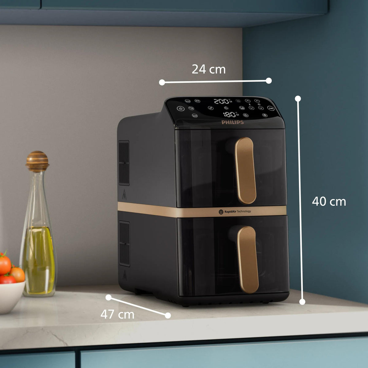 Philips Airfryer Serie 4000 Doble Cesta Apilada 10L 2750W 6 programas pantalla táctil Freidora de aire