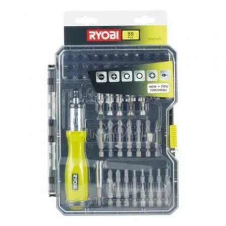 Estuche de 59 Puntas para Atornillar Ryobi RAK59SD / Incluye Destornillador - PixelPlaza
