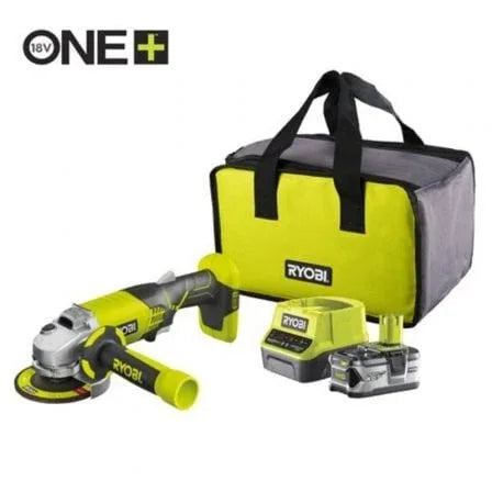 Amoladora Sin Cable Ryobi ONE+ R18AG-140S/ 1 Batería 18V 4.0 Ah/ Cargador 2.0 A/ Bolsa de Transporte - PixelPlaza