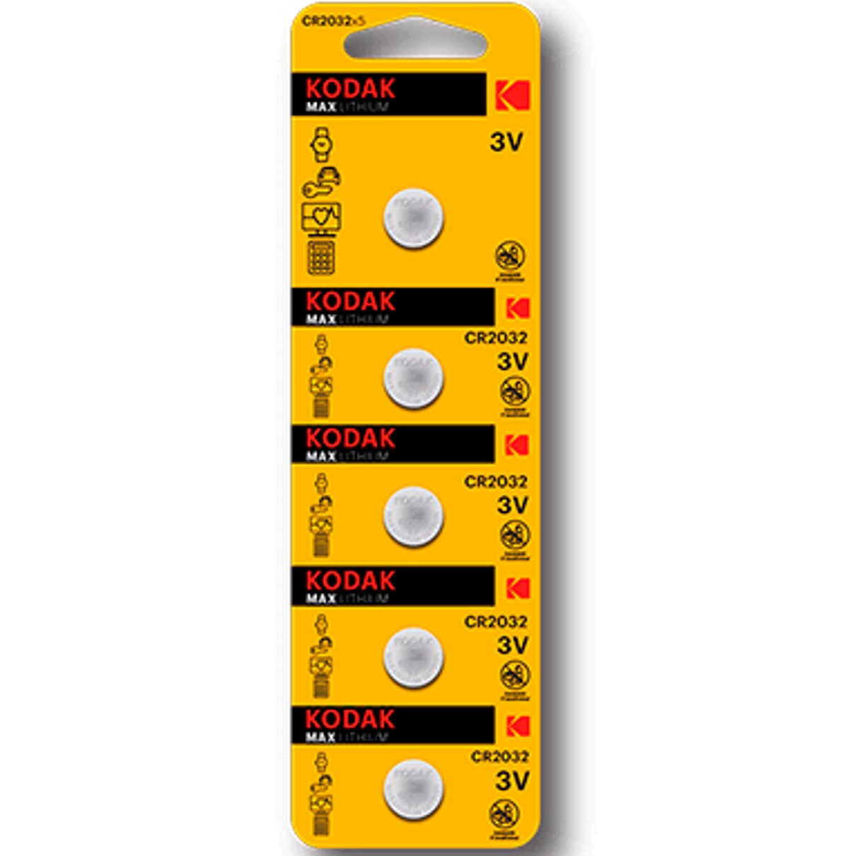 Blister pilas Kodak max boton litio ultra 2032 blister blister carton perforado · 5 pilas