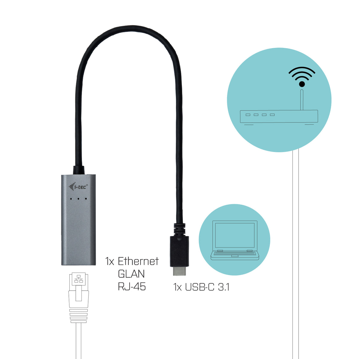 Adaptador tarjeta de red i - tec USB - c a gigabit ethernet 10 - 100 - 1000