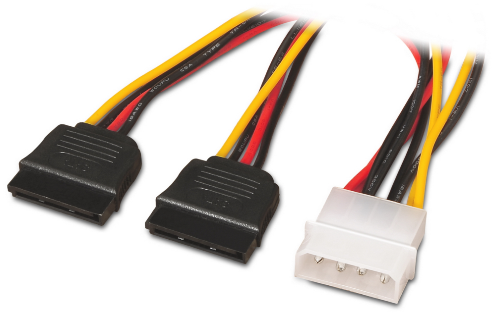 Cable Duplicador de Alimentación Aisens A131-0161/ Molex 4 PIN Macho - 2x SATA Hembra/ Hasta 54W/ 20cm