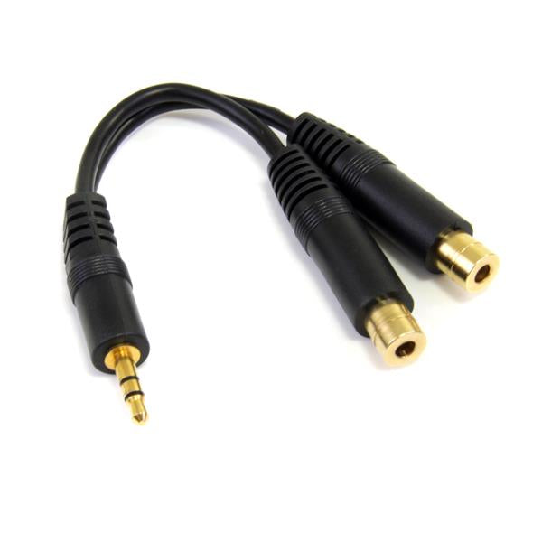 Cable mini jack 3.5mm startech 0.15m · macho - hembra · negro