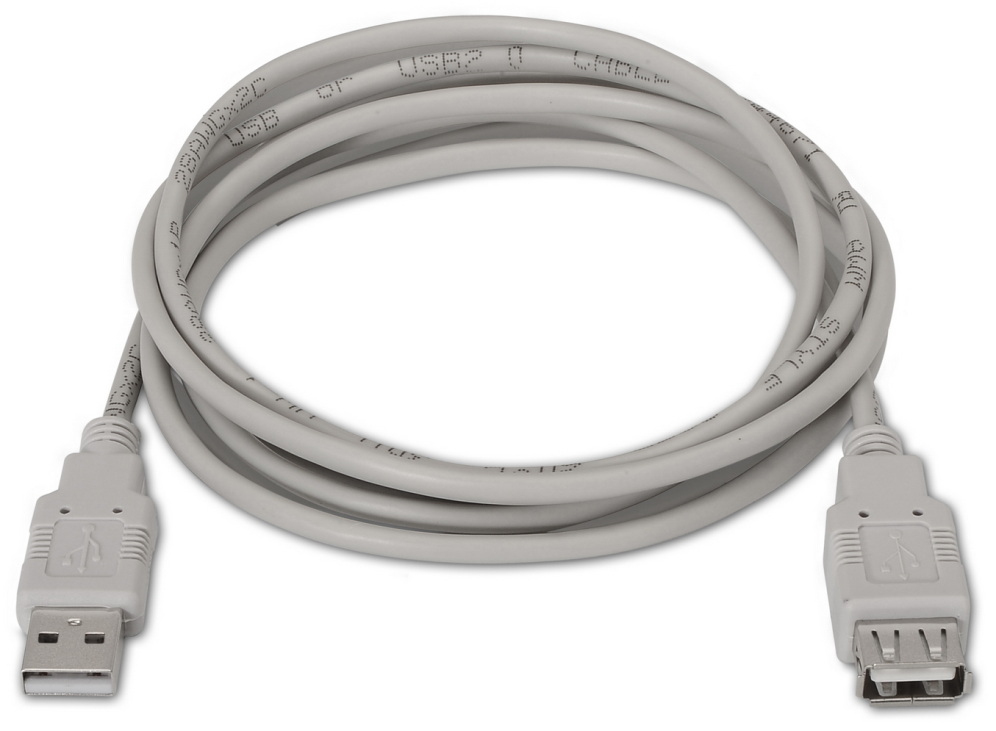 Cable Alargador USB 2.0 Aisens A101-0014/ USB Macho - USB Hembra/ Hasta 2.5W/ 60Mbps/ 3m/ Beige