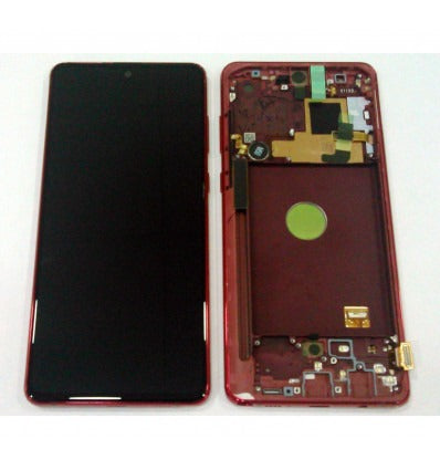 Pantalla lcd para Samsung Galaxy N770 NOTE 10 Lite GH82-22055C + táctil negro + marco Rojo premium Service Pack