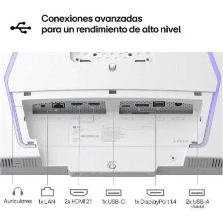 Smart Monitor Gaming LG UltraGear 32G810SA-W 32"/ 4K/ Multimedia/ 1ms/ 144Hz/ IPS/ Regulable en altura/ Smart TV/ Blanco - PixelPlaza