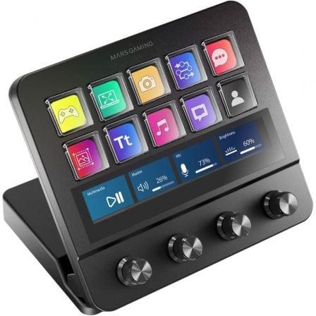 Stream Deck Mars Gaming MSD-PRO/ 10 Teclas LCD + 4 Diales Personalizables/ Negro - PixelPlaza