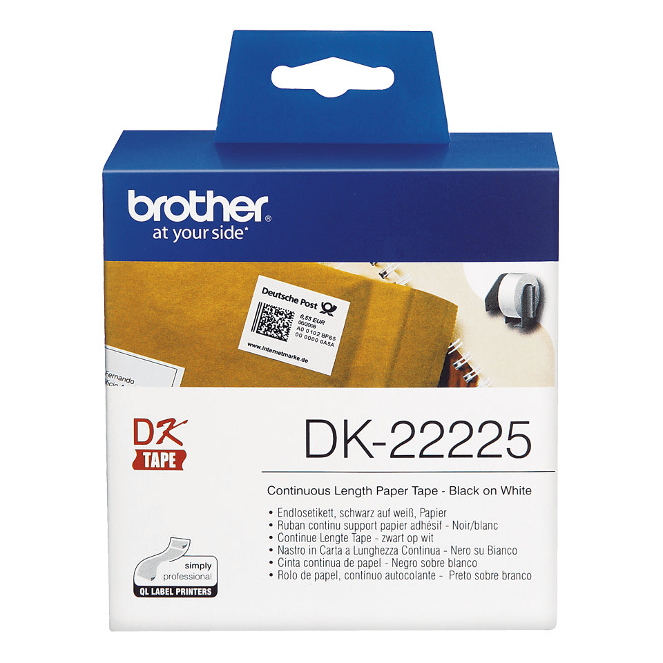 Etiquetas cinta continua Brother blanca dk22225 38mm